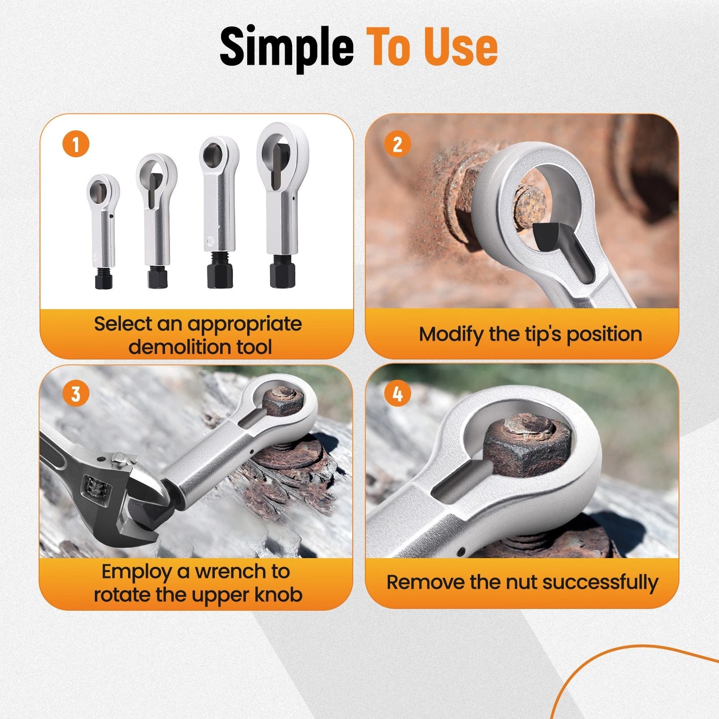 Durable Steel Nut Splitter Kit for Universal (9–27mm) (2024–2024)