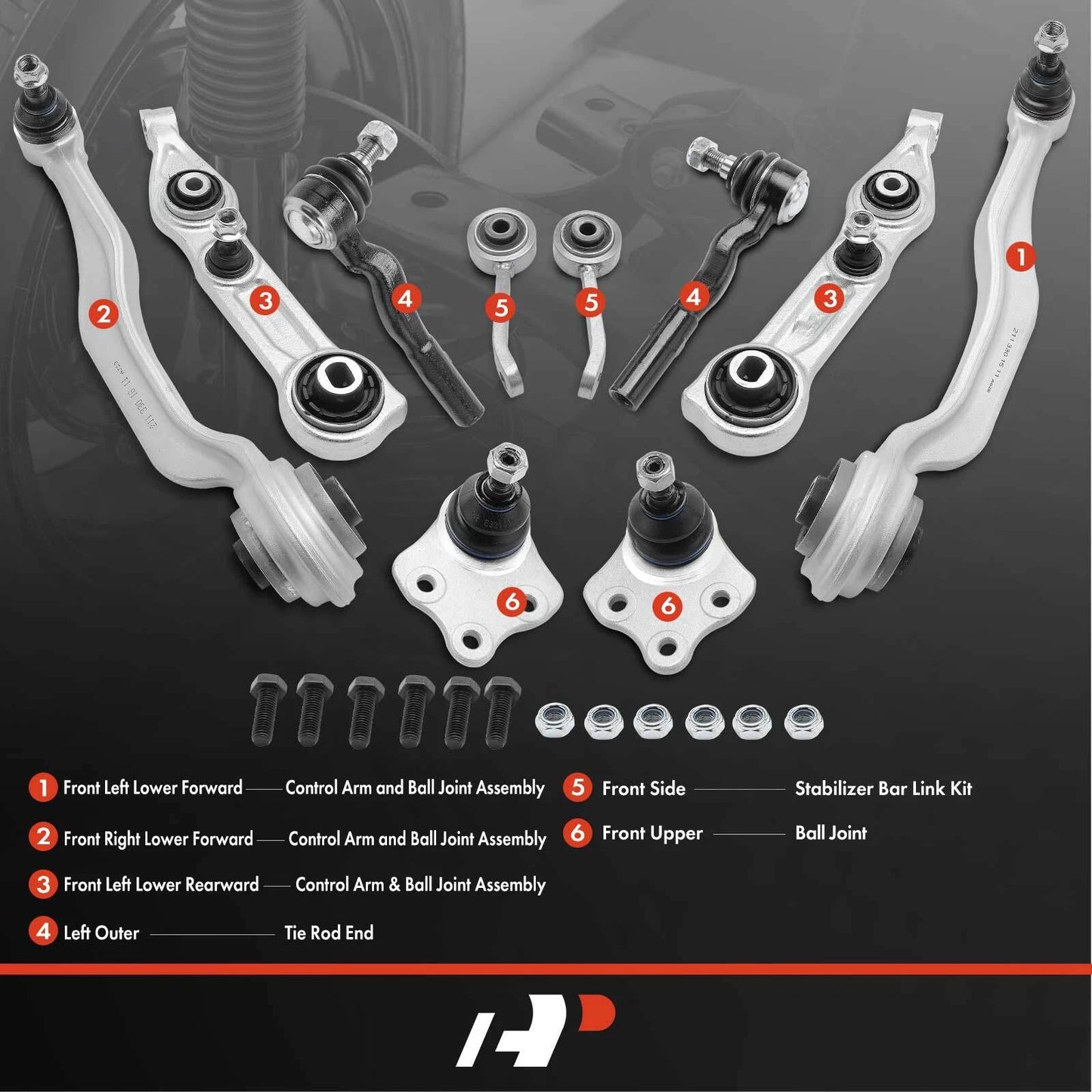 10x Front Control Arm & Ball Joint Sway Bar Tie Rod for Benz C-Class (2007–2010)