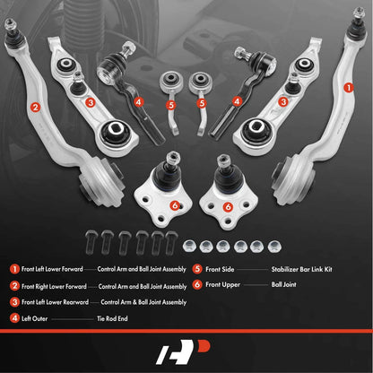 10x Front Control Arm & Ball Joint Sway Bar Tie Rod for Benz C-Class (2007–2010)