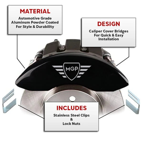 Caliper Covers Set of 4 Black with Logo for Dodge Dart (2013–2016)