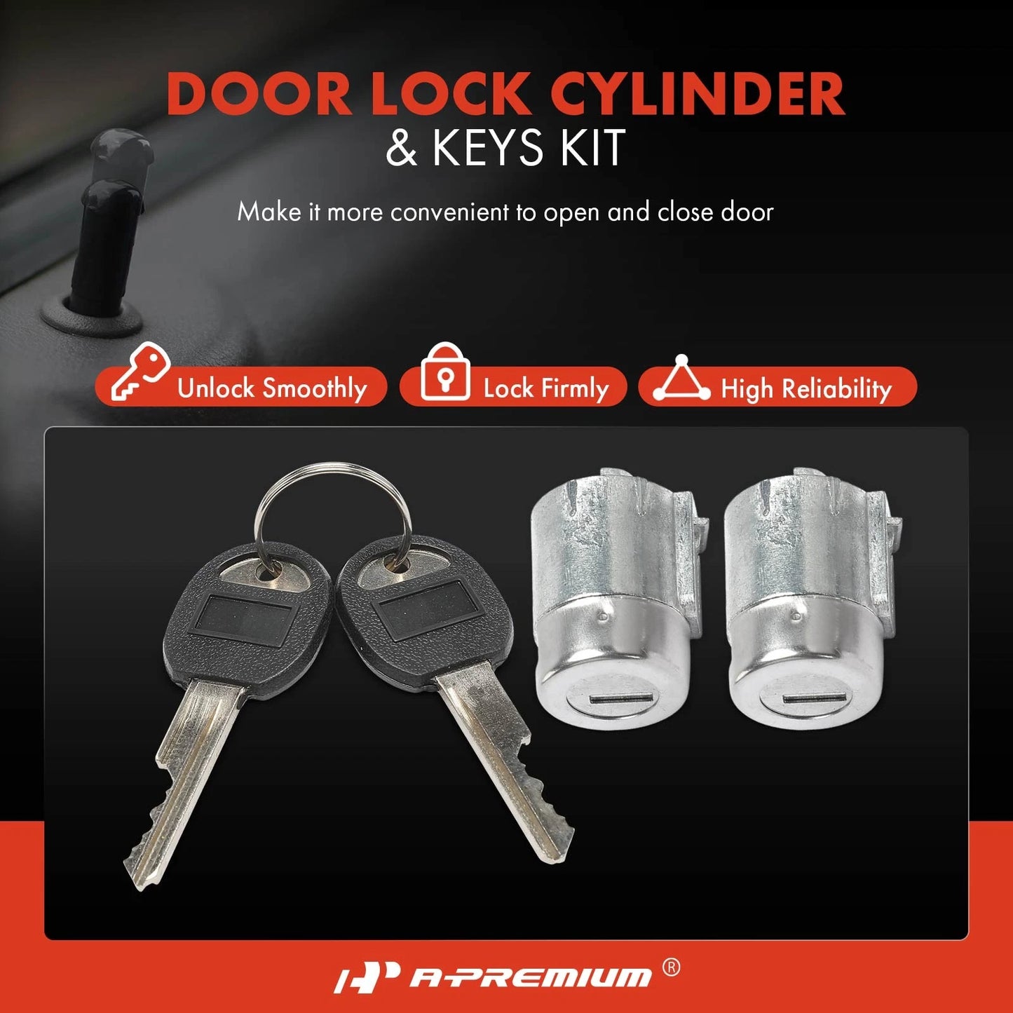 2X Front Door Lock Cylinder Set with 2 Keys for GMC Yukon (1992–1999)