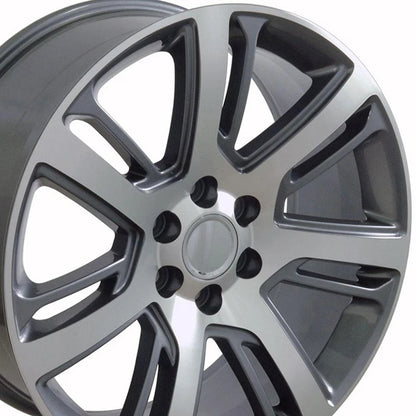 22 Inch Gunmetal Machined Wheel Replacement for 1988-2000 Chevy C2500