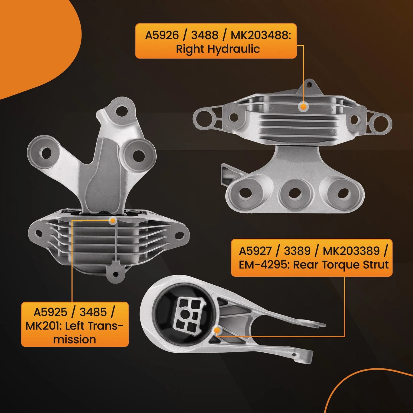 Engine Motor Auto Trans Mounts Set for Chevrolet Malibu (2016–2018)