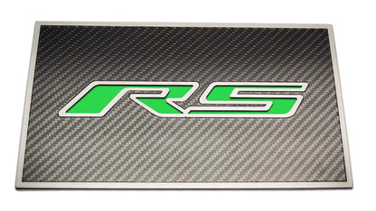 Carbon Fiber Fuse Box Cover Plate w/Synergy Green "RS" Inlay for 16-19 Camaro RS