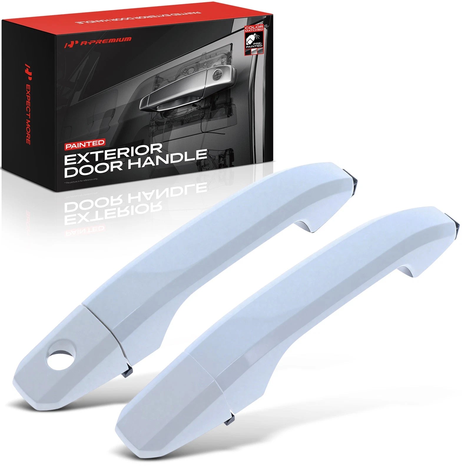 2X Front Painted White Door Handle for Chevy Silverado GMC Sierra