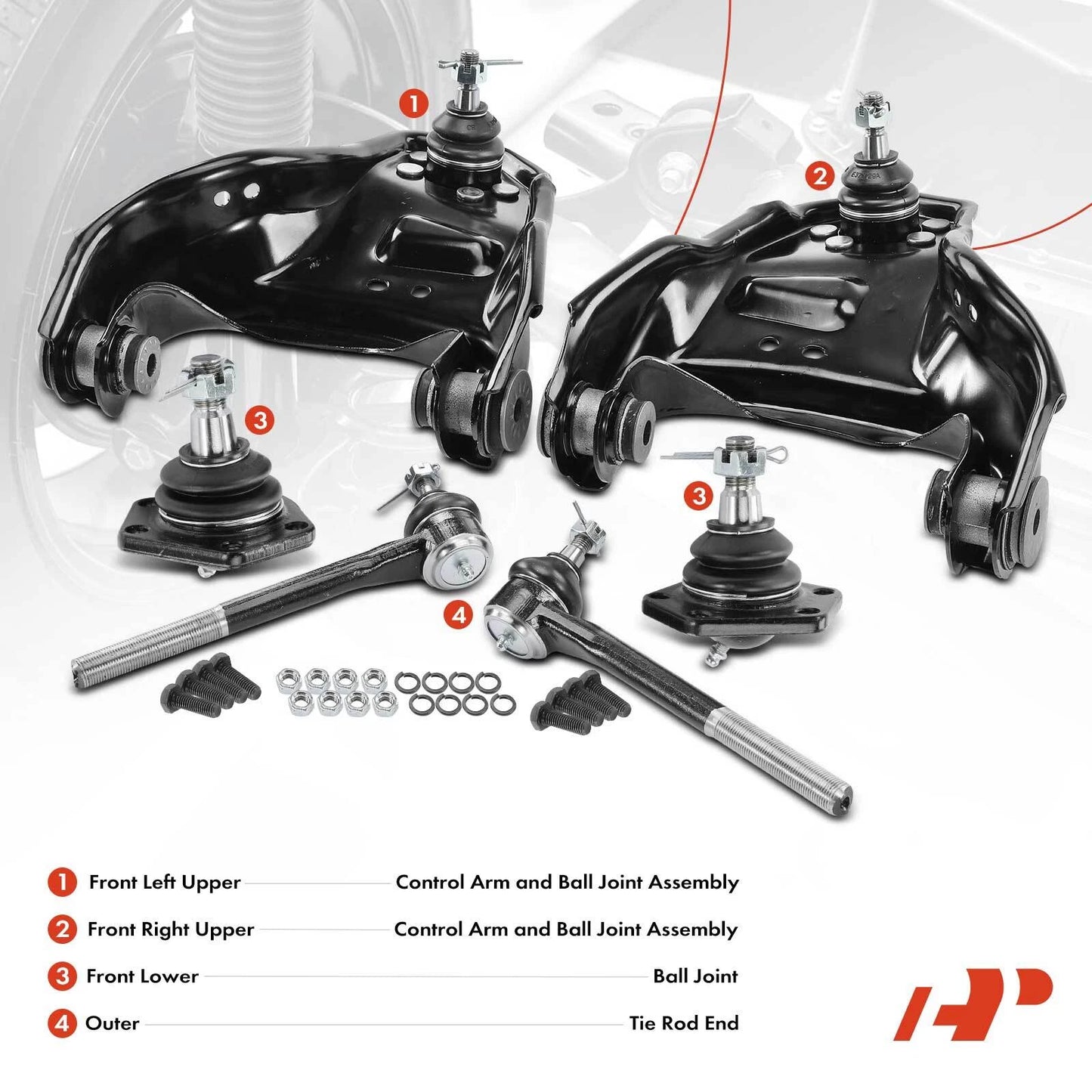 6X Control Arm with Ball Joint & Tie Rod End for Chevy Blazer (1995–2005)