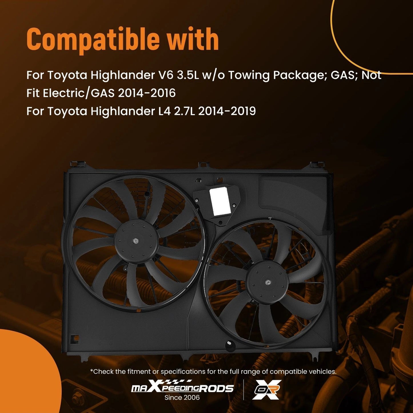Electric Radiator Cooling Fan for Toyota Highlander (2014–2019)