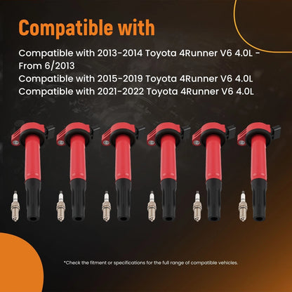 Ignition Coil and Iridium Spark Plug Set for Toyota 4Runner Tundra (2013–2014)