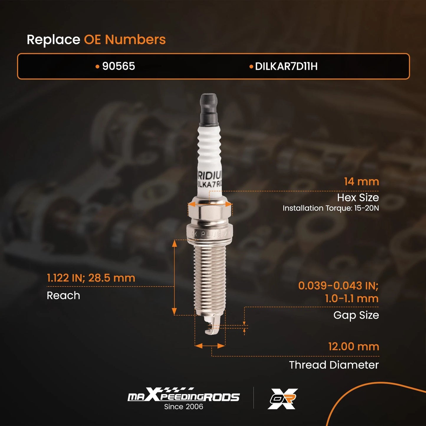 Iridium Spark Plug for Nissan Qashqai Rogue Sport (2017–2020)