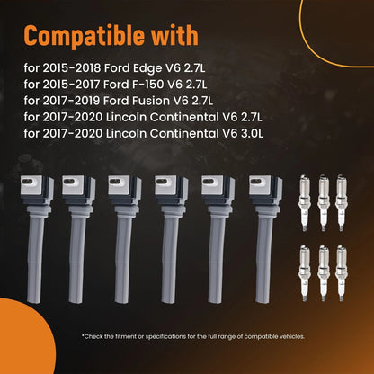 Ignition Coil and Spark Plug Set for Lincoln Continental MKZ (2017–2020)