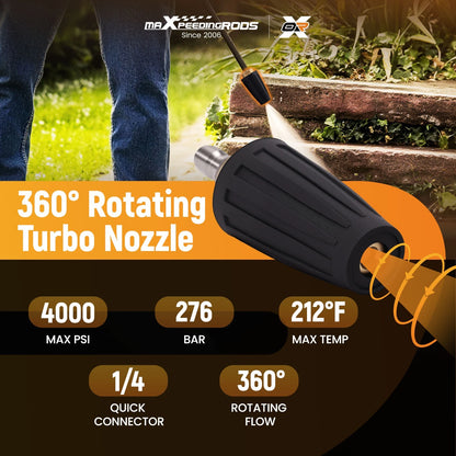 4000 PSI Turbo Rotating Pressure Washer Nozzle for 1/4 in Quick Connect (Brass)  Ceramic (QC) (4000–4000)
