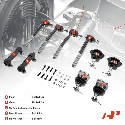 10x Front Inner Outer Tie Rod Ball Joint for Chevy Impala Caprice (1994–1996)