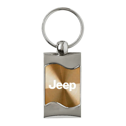 Gold Rectangular Wave Keychain - Officially Licensed for Jeep