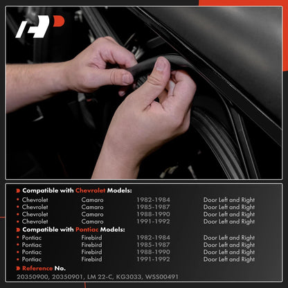 2X Door Weatherstrip Seal for Chevy Camaro Pontiac (1982–1992)
