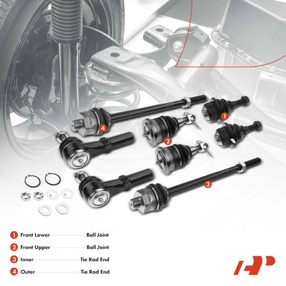 8x Front Tie Rod End Ball Joint for Chevy Silverado 2500 (2001–2004)