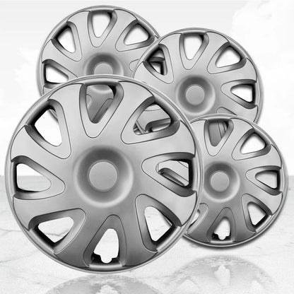 14" 4pc Silver Hubcaps/Wheel Covers for Steel Wheels 'Bulldog' Style (Set of 4)