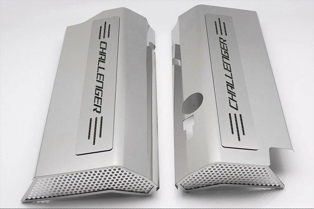 Fuel Rail Covers w/Black CF Vinyl "Challenger" Inlay for 08-11 SRT8 w/OE Intake