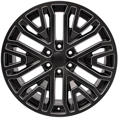 22 Inch Black Wheel Replacement with Milled Edge for 1992–1994 Chevy Blazer