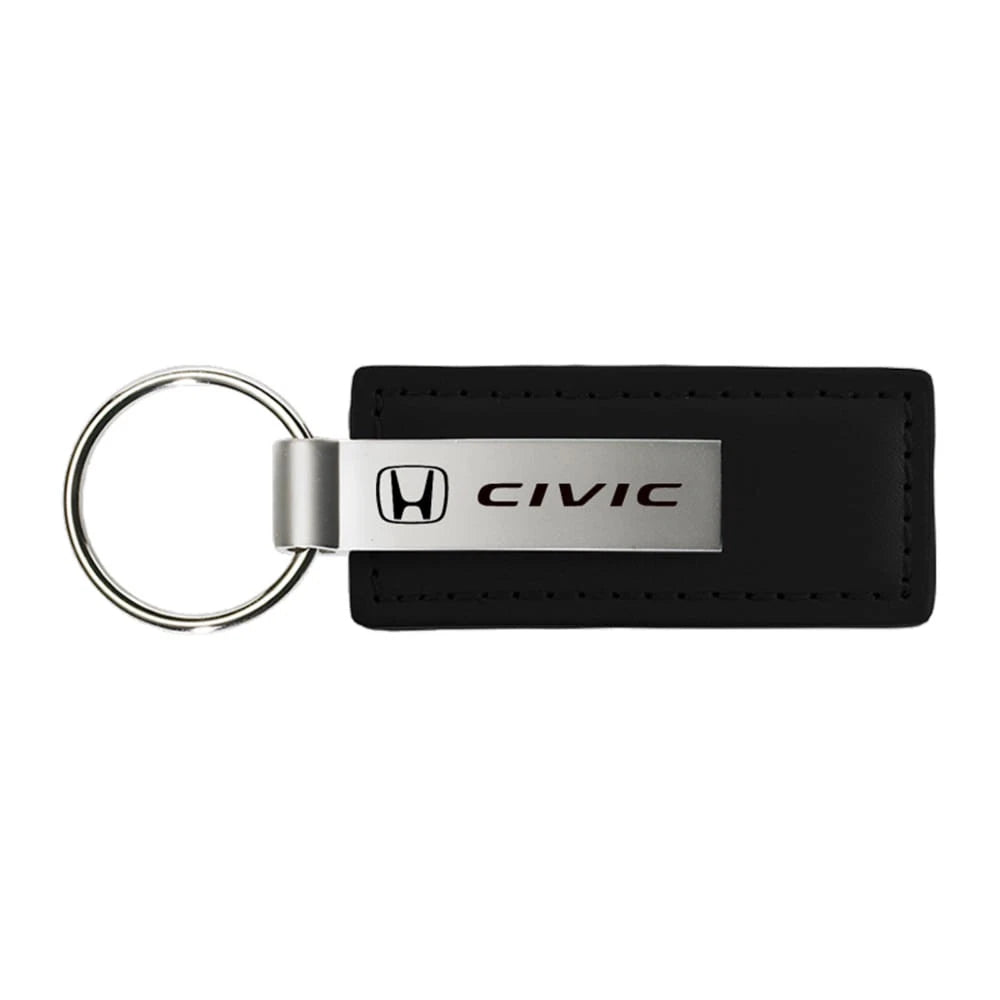 Black Leather Keychain KC1540.CIV - Officially Licensed for Honda Civic