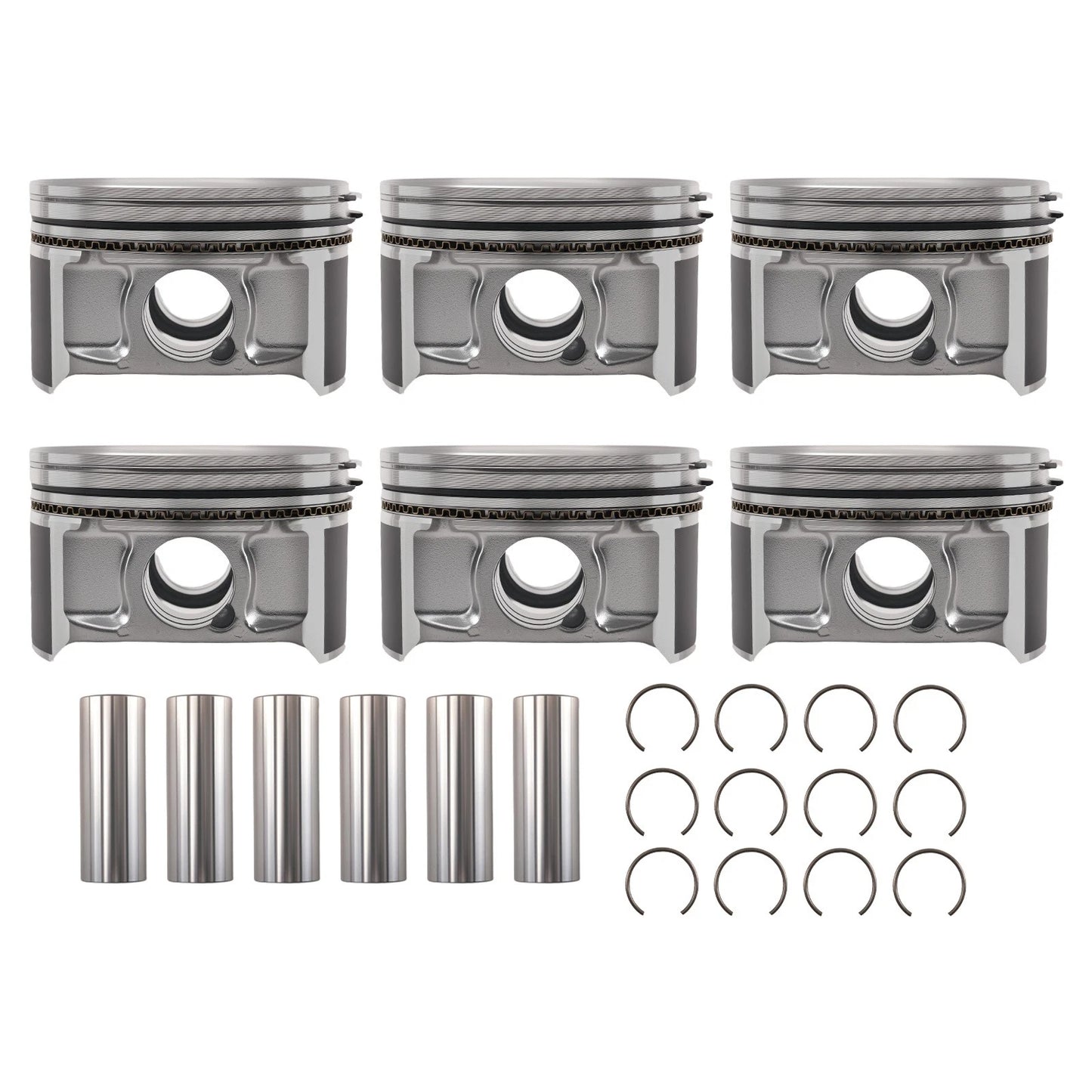 Engine Piston Set with Rings for Chrysler Dodge 2.7L V6 DOHC (1998-2010)