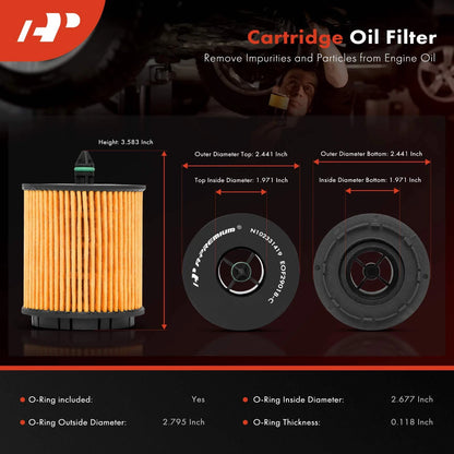 2X Engine Oil Filter for Chevy Equinox (2010–2017) Malibu (2004–2014) Impala