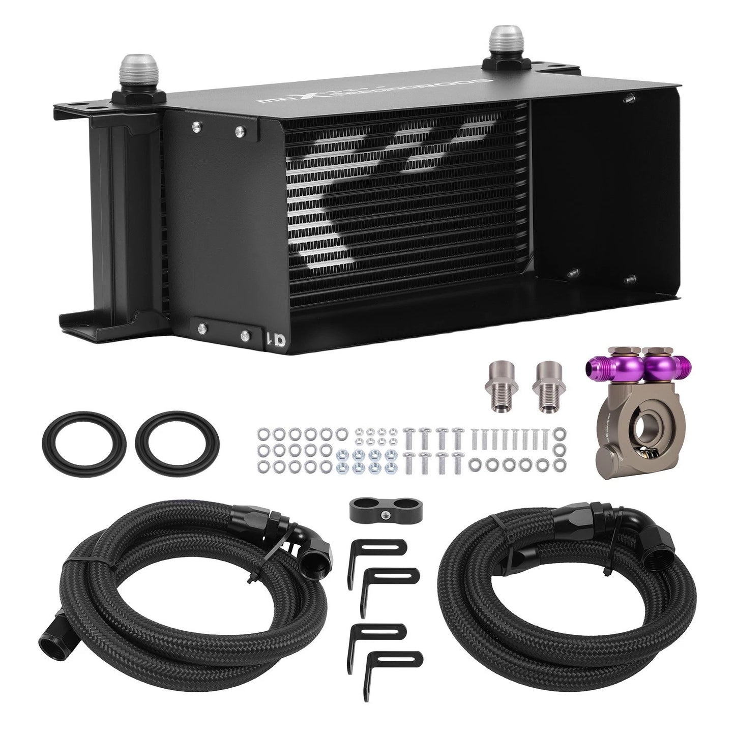 Aluminum 16-Row Transmission Oil Cooler Kit for Universal 10 AN Engine (2010–2019)