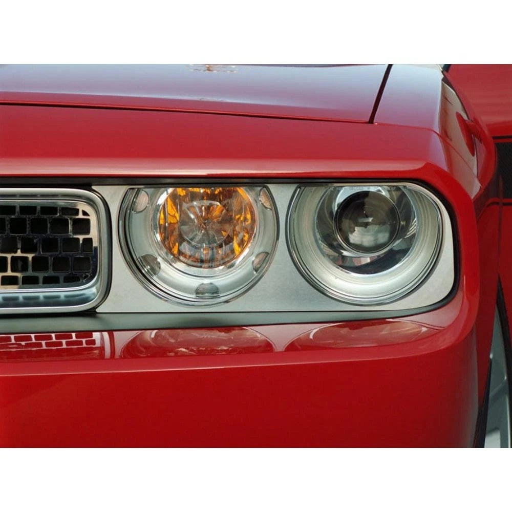 Brushed Stainless Steel Headlight Surrounds for 2008–2014 Dodge Challenger SRT8
