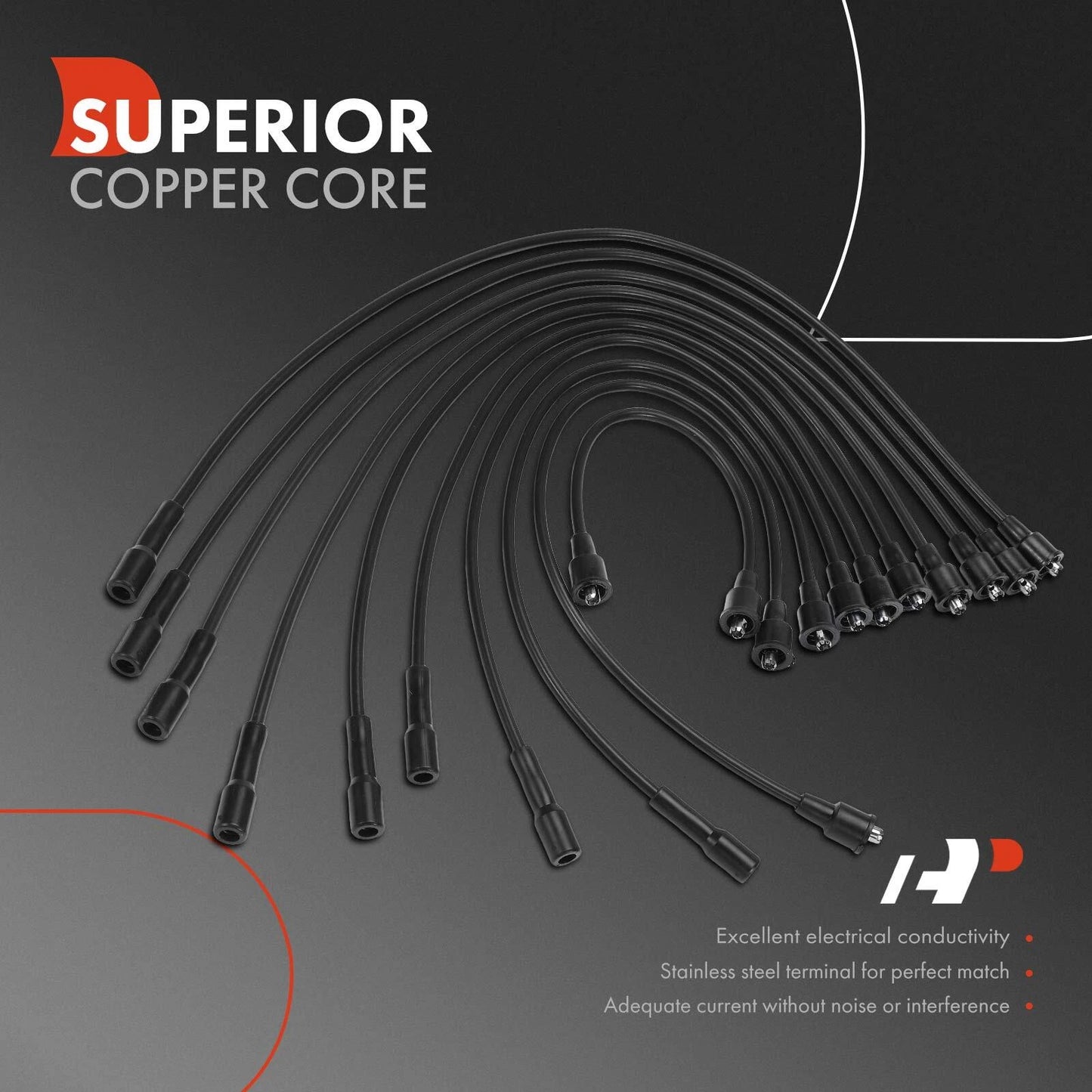 10x Spark Plug Wire Set for Dodge Ramcharger (1974)