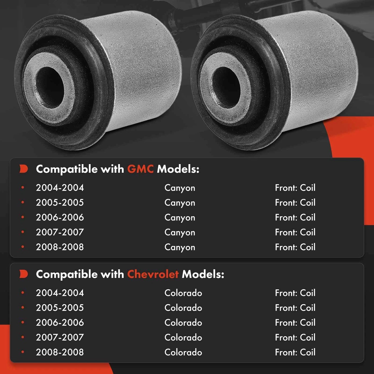 2X Front Lower Control Arm Bushing for Chevy Colorado GMC Canyon (2004–2008)