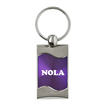 NOLA on Purple Rectangular Wave Keychain KC3075.NOLA.PUR AU-Gold