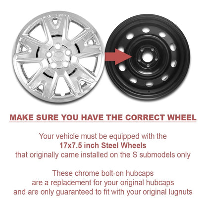 17 Inch Bolt On Chrome Hub Caps Wheel Covers for 2013–2018 Escape