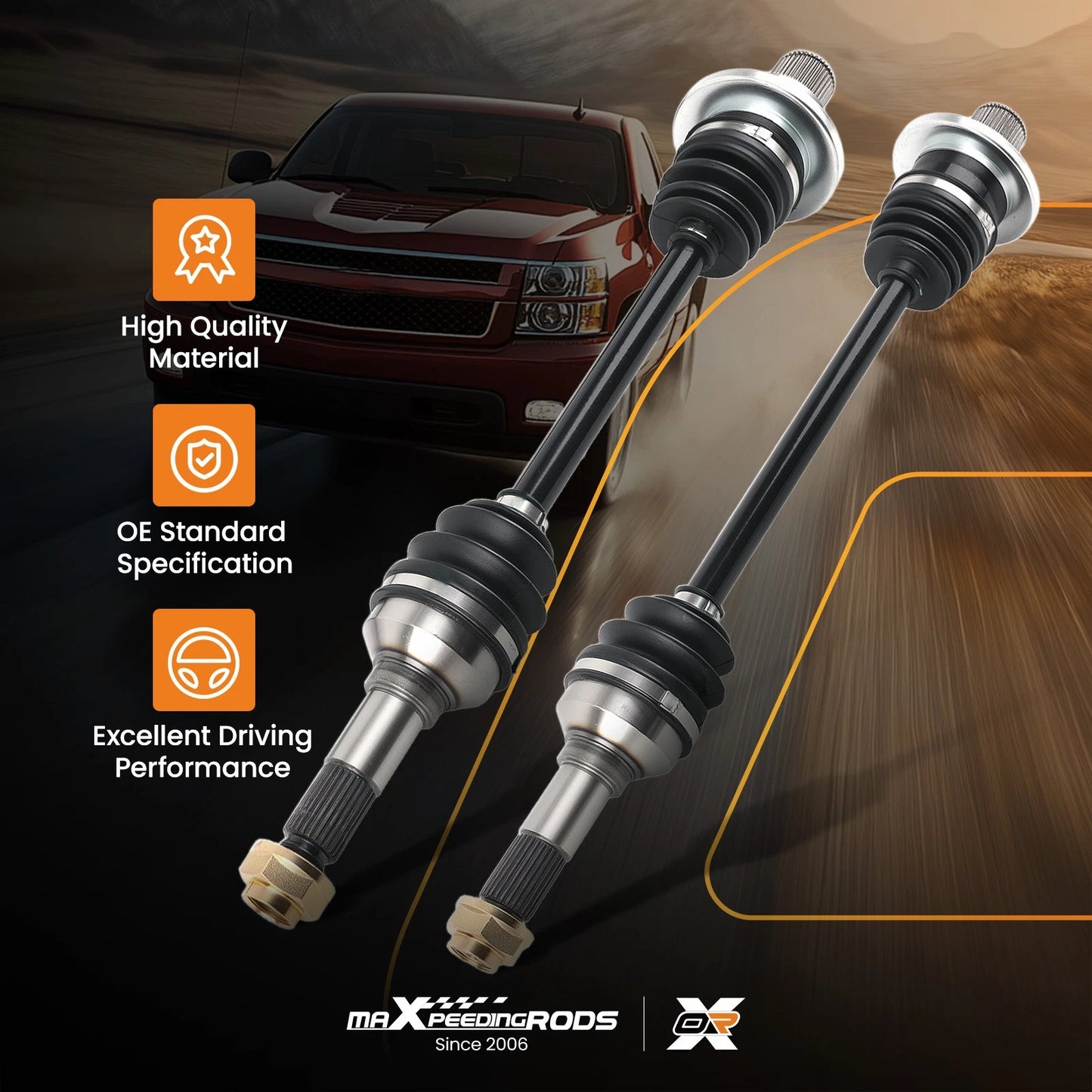 2x Rear Left & Right Side CV Axle for Yamaha Rhino 450 660 (2004–2009)
