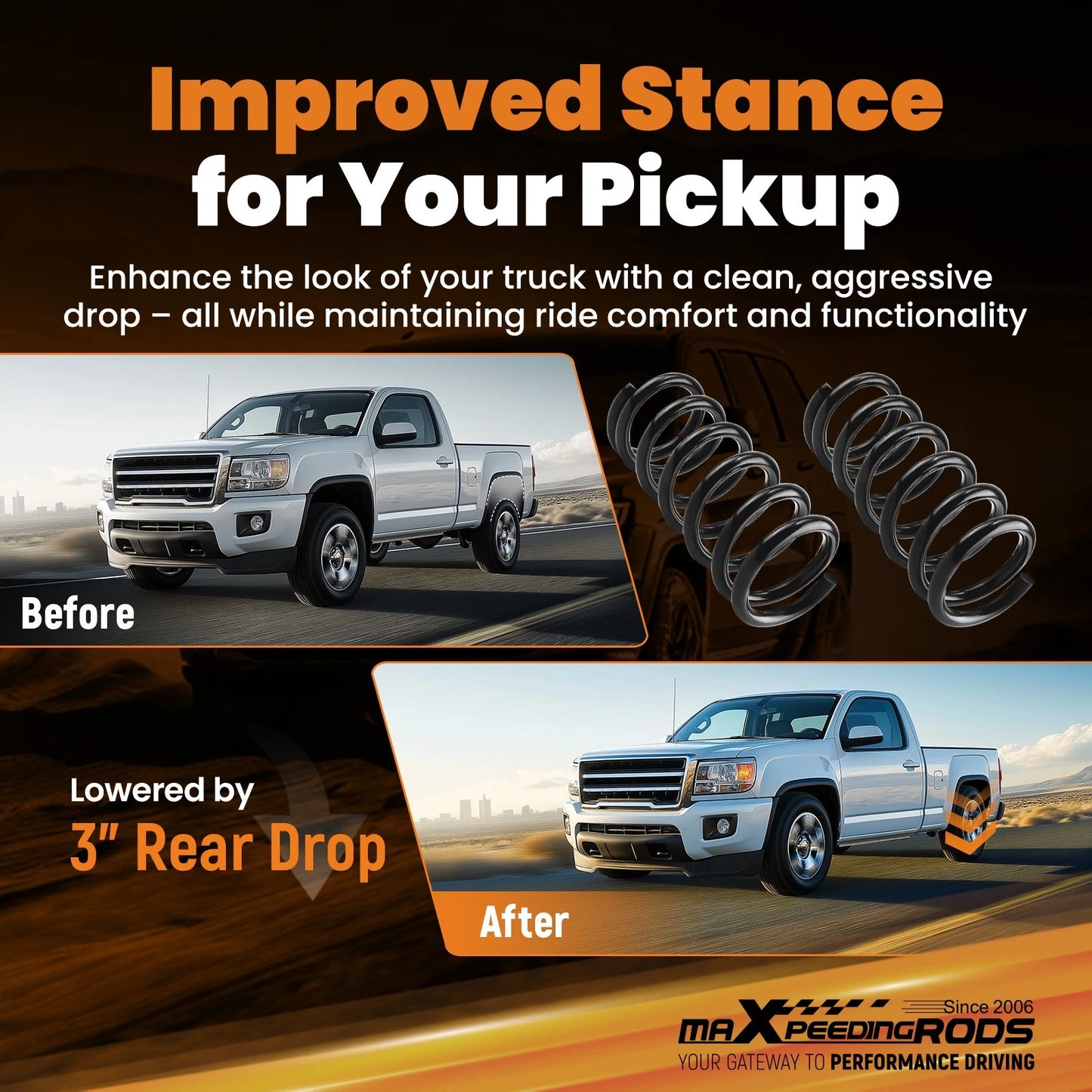 3" Spring Drop Kit for Dodge Ram 1500 (2009–2018) 2WD Rear Lowering Coils