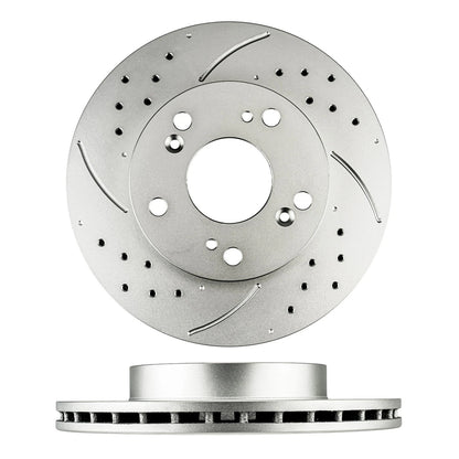 Front Drilled Slotted Rotors Ceramic Pads for 2004–2005 Honda Civic 2.0L
