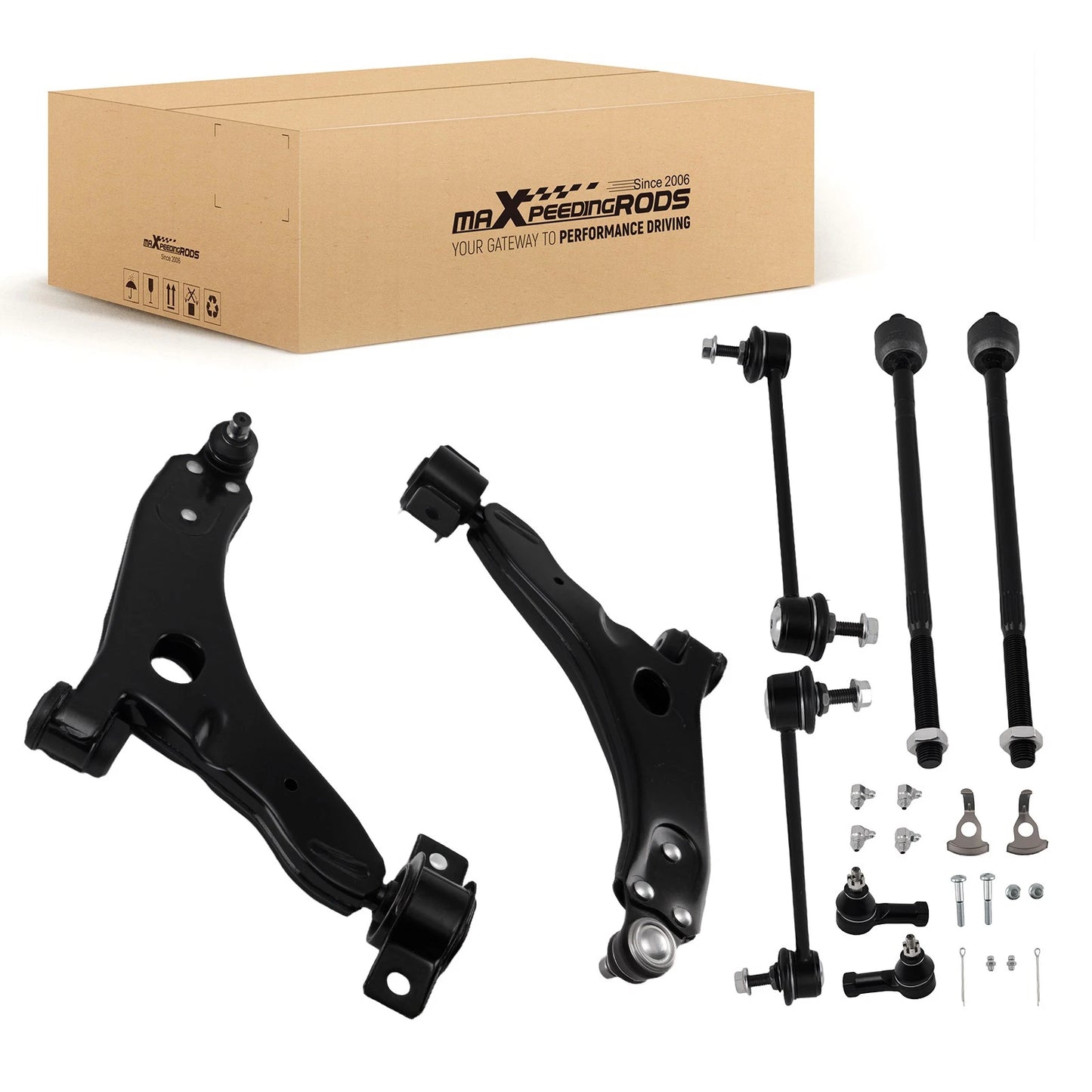 8pcs Front Suspension Lower Control Arms and Tie Rods for Ford Focus (2006–2011)