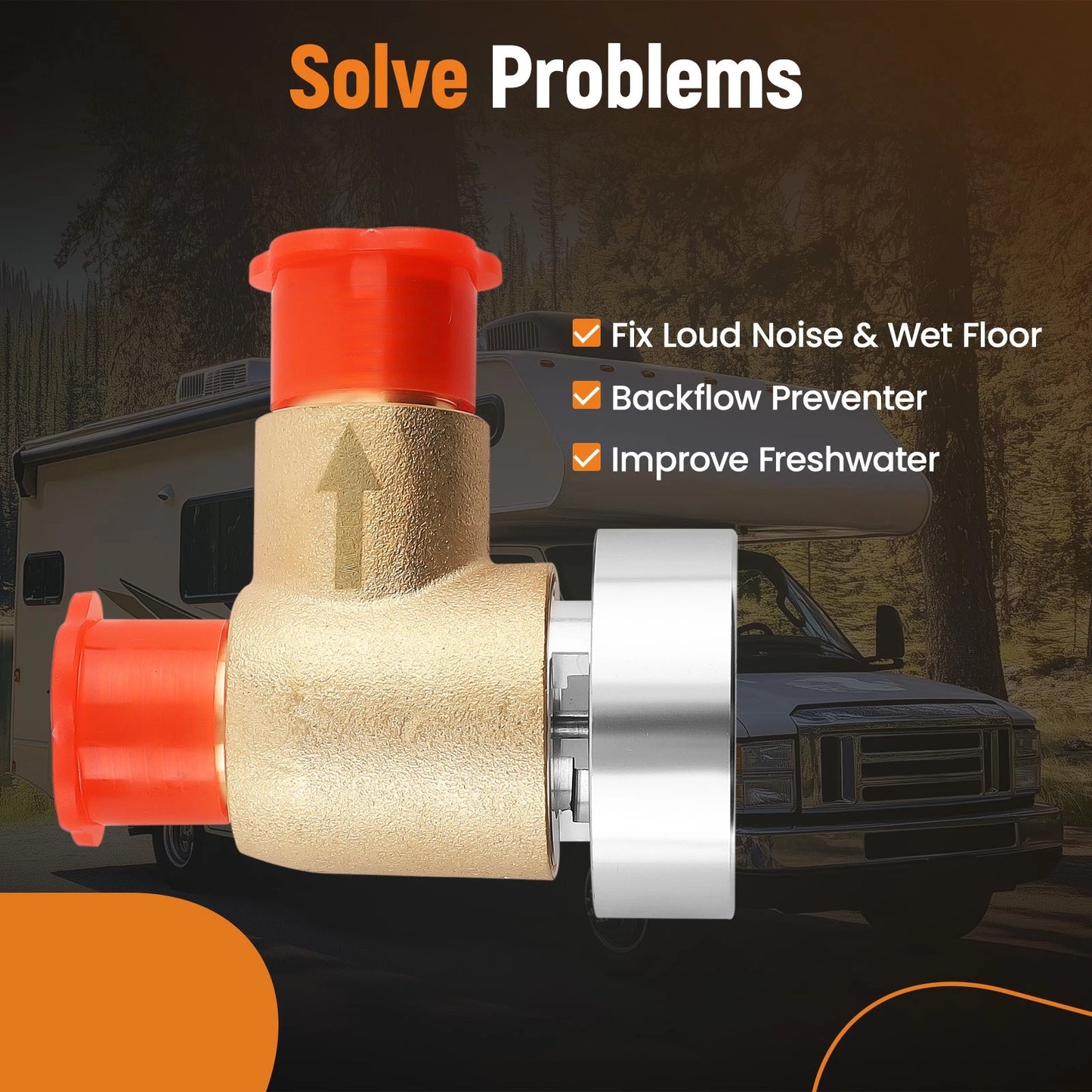 Brass RV Camper Black Tank Vacuum Breaker Check Valve for 571-VAC-CHK-A (2012–2014)