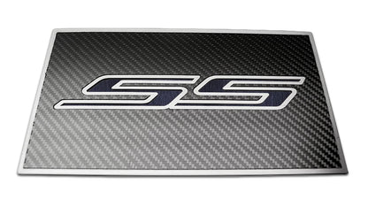 Carbon Fiber Fuse Box Cover Plate w/Black Brushed "SS" Inlay for 16-19 Camaro SS