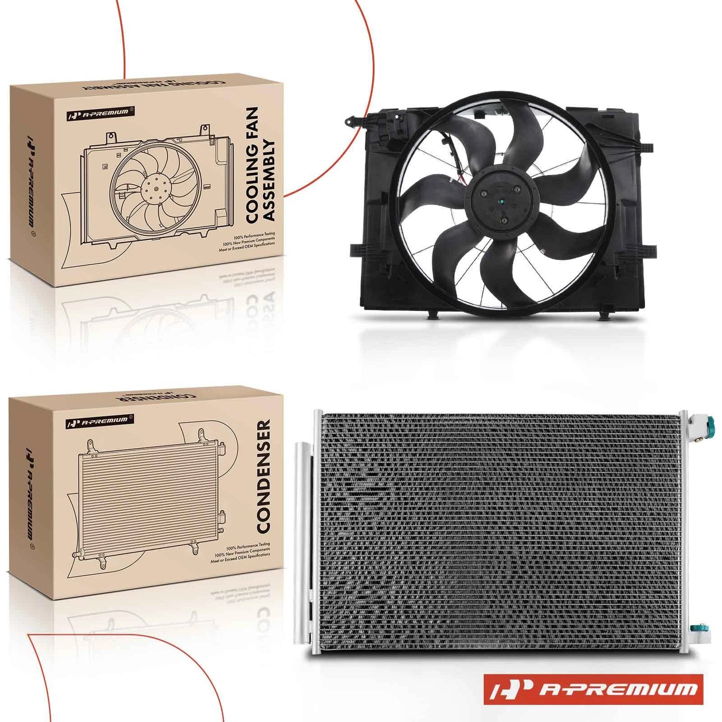 A/C Condenser and Cooling Fan Assembly for Mercedes-Benz C300 (2015–2017)