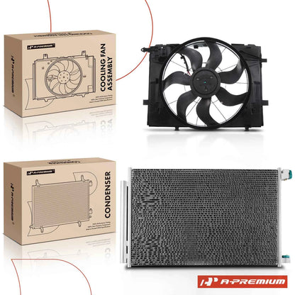 A/C Condenser and Cooling Fan Assembly for Mercedes-Benz C300 (2015–2017)