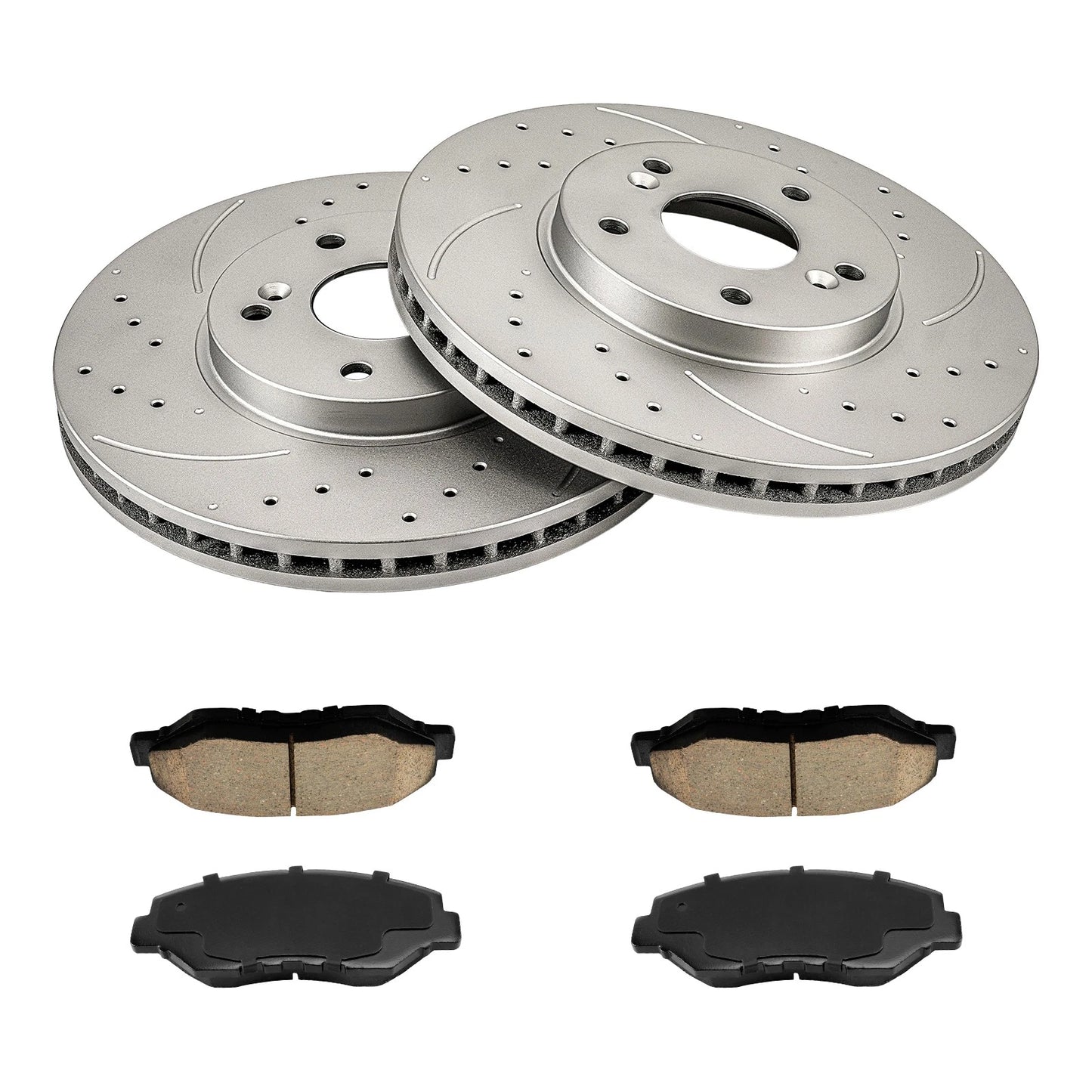 Front Drilled & Slotted Brake Rotors & Ceramic Pads for Honda Pilot (2003–2008)