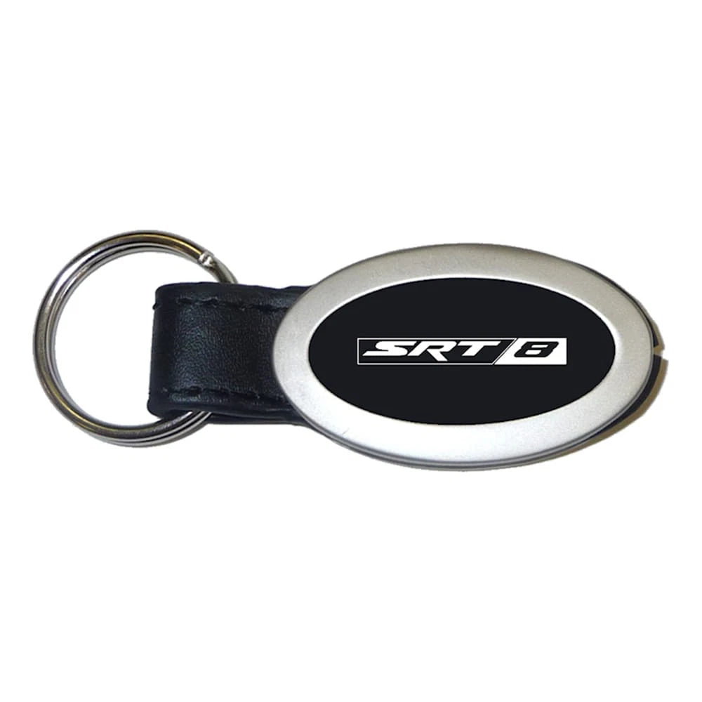 Black Leather Oval Keychain KC3210.SRT8 - Officially Licensed for SRT8