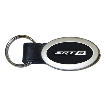 Black Leather Oval Keychain KC3210.SRT8 - Officially Licensed for SRT8