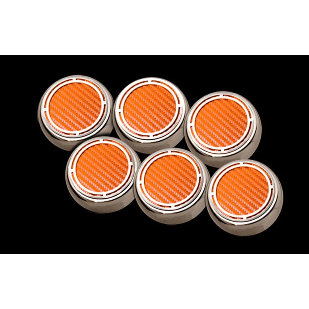 Chrome Slotted Cap Covers w/Orange Carbon Fiber Inlay for 97-13 Corvette Manual