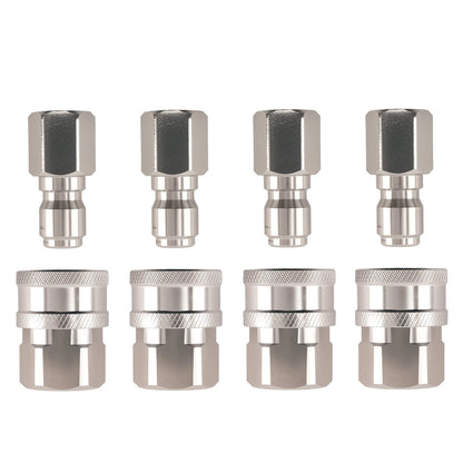 3/8in Quick Connect Stainless Steel Pressure Washer Adapter for 4Sets (—)