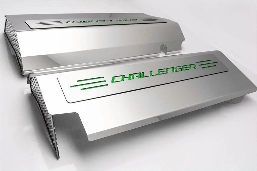 Fuel Rail Covers Replacement Green CF Vinyl Challenger Inlay for 08-11 SRT8