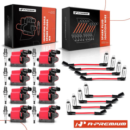8x Ignition Coil & Spark Plug Wire Kits for Chevrolet GMC