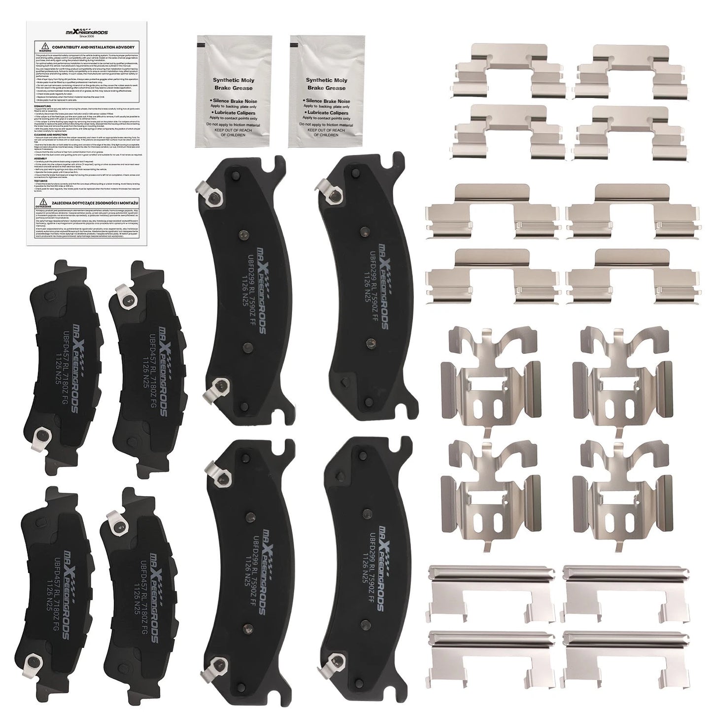 Front Rear Ceramic Brake Pads for Chevrolet Silverado 1500 (1999–2006/Astro 2003–2005)