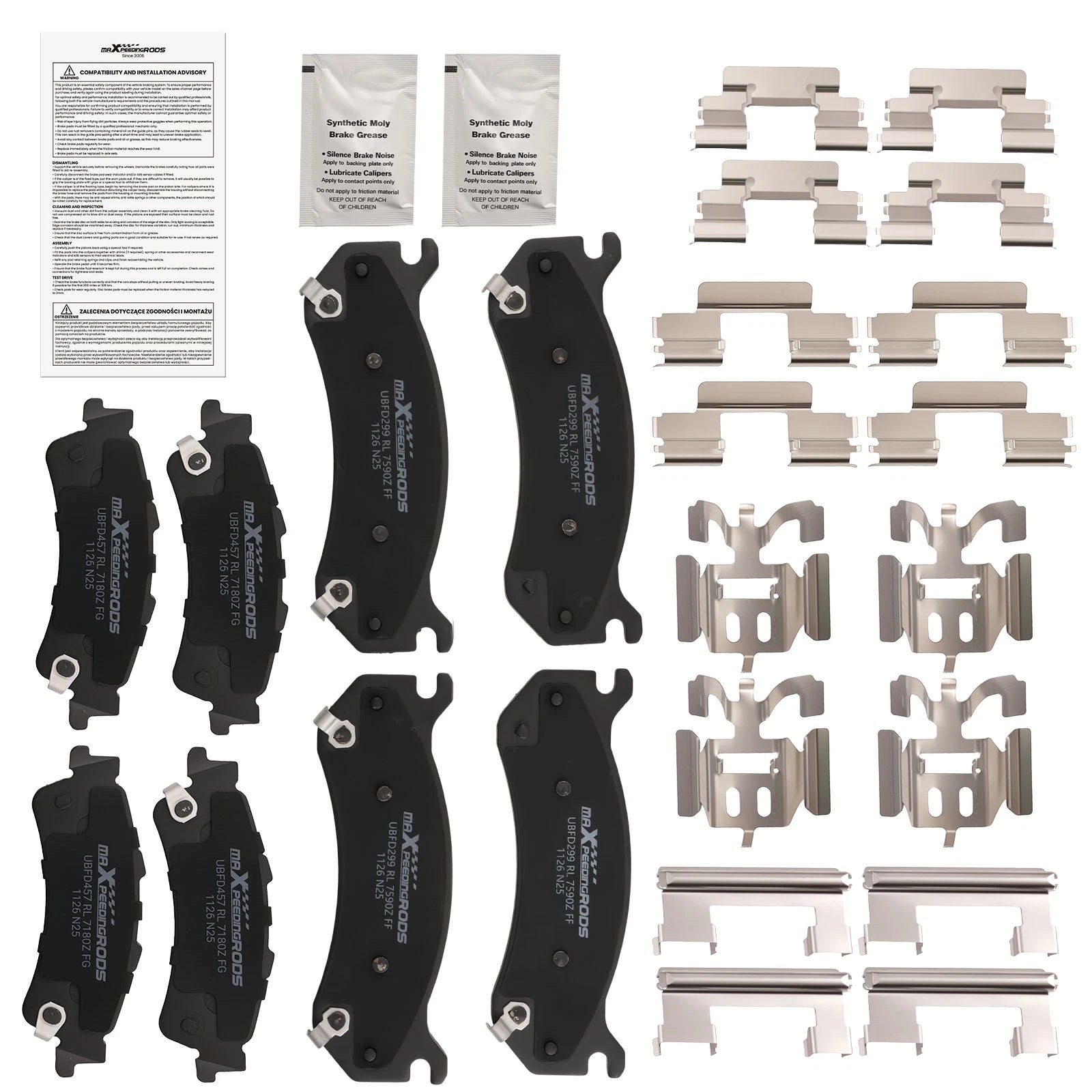 Front Rear Ceramic Brake Pads for Chevrolet Silverado 1500 (1999–2006/Astro 2003–2005)