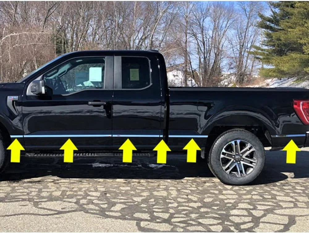 12pc. Luxury FX Body Molding Insert Trim for 21-23 Ford F-150 Super Cab 6.5' bed