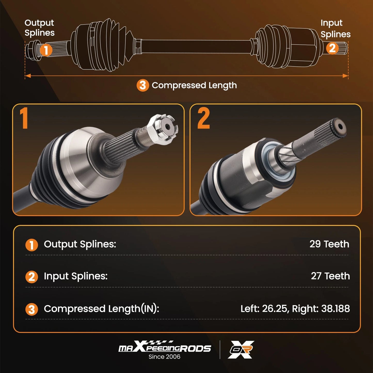 2x Front CV Joint Axle Shaft for Nissan Rogue (2008–2015)
